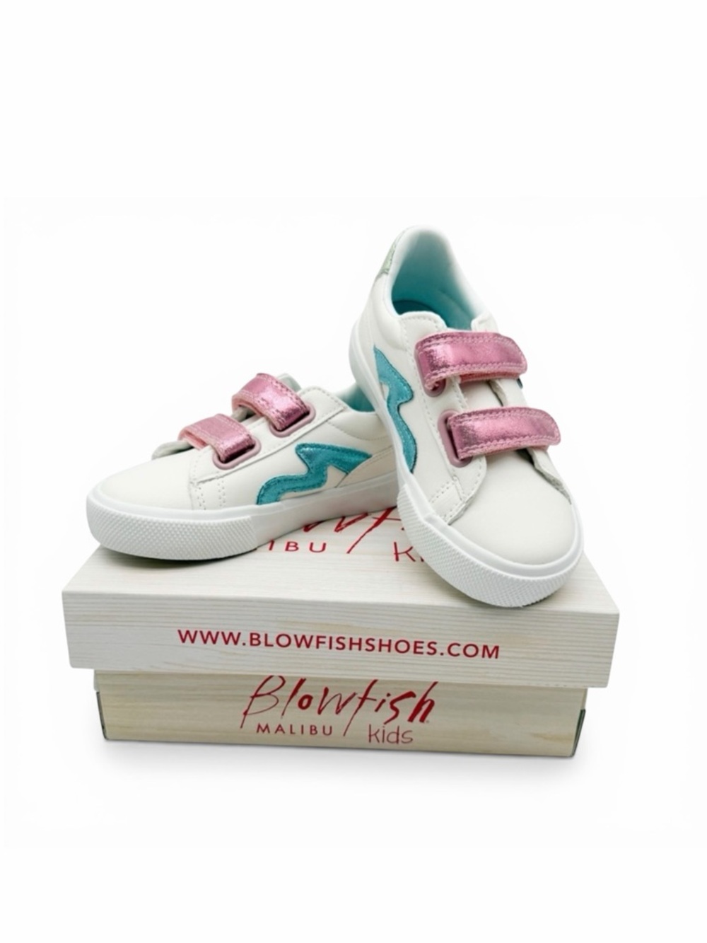 Blowfish Malibu Kids Vice Hook Loop Low Top Sneakers Toddler Pastel White 8T NEW